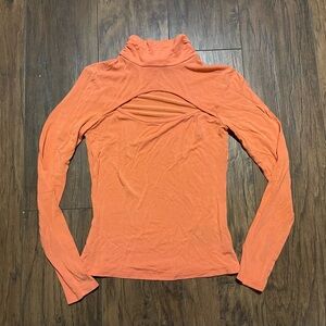Pale orange Bebe cutout chest fitted XS long sleeve shirt